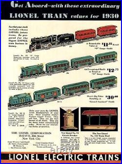 1930 PAPER AD 2 Sided COLOR Very RARE Lionel Train Set Derrick Car #352 Standard