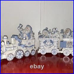 3 pc Christmas wooden Train set Decoration Large Very Nice