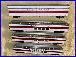4 USED Bachmann Auto-Train Cars Passenger & 76' Auto Box Car HO USED Set #1