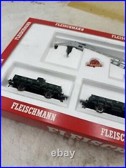 Fleischmann 5597 HO 12 Wheels Crane Train Set Krupp Ardelt Gondola