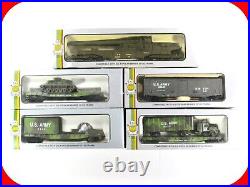 HO Scale US ARMY Military Train Set with Guns, Truck, Tank, Searchlight Cars AHM