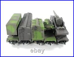 HO Scale US ARMY Military Train Set with Guns, Truck, Tank, Searchlight Cars AHM