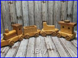 Large Custom Made Wood Train Set Of (4) Very Good