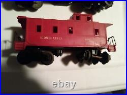 Lionel 239 train set. 239 engine, coal car, flat car. Oil car & caboose VG