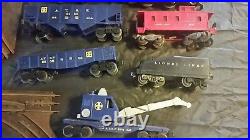 Lionel Post War Engine 1062, Santa fe 8512, Train Cars, bridge, track