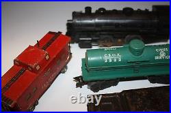 Louis Marx 490 Electric Train Set Original Box Steam Locomotive Tender 3 Cars