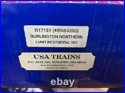 USA Trains R17151 BURLINGTON NORTHERN 5 UNIT INTERMODAL SET VERY HARD TO FIND