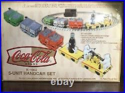 Very Cute Coca-Cola Polar Bear Train Set for around Christmas tree, handcar pump