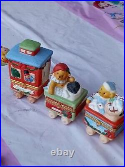 Very Rare Cherished Teddies Covered Box Christmas Train Set (6pcs)