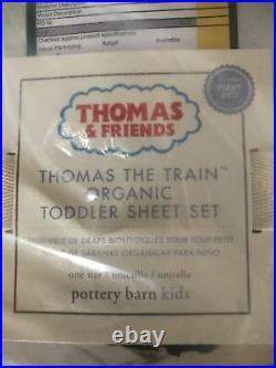 Very Rare! Pottery Barn -Thomas The Train -Toddler Organic Sheet Set -45 x 65