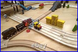 Very large wooden train set bundle rail track / road / parking garage etc