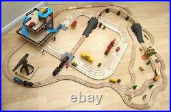 Very large wooden train set bundle rail track / road / parking garage etc