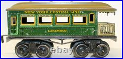 Vintage Pre-war Us-market Cast Iron Bing Ny-central Lines 0-gauge Train Set