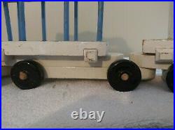 Vintage Wooden Train Set one wooden locomotive two train cars very good conditi
