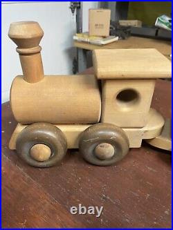 Vintage Yensho's All Wood Train Set complere 4 cars- very heavy solid wood