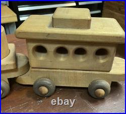 Vintage Yensho's All Wood Train Set complere 4 cars- very heavy solid wood