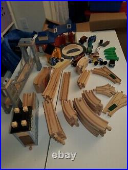Wooden Toy train Lot Set 62+ PIECES Fisher Price Wooden Trains VERY GOOD COND